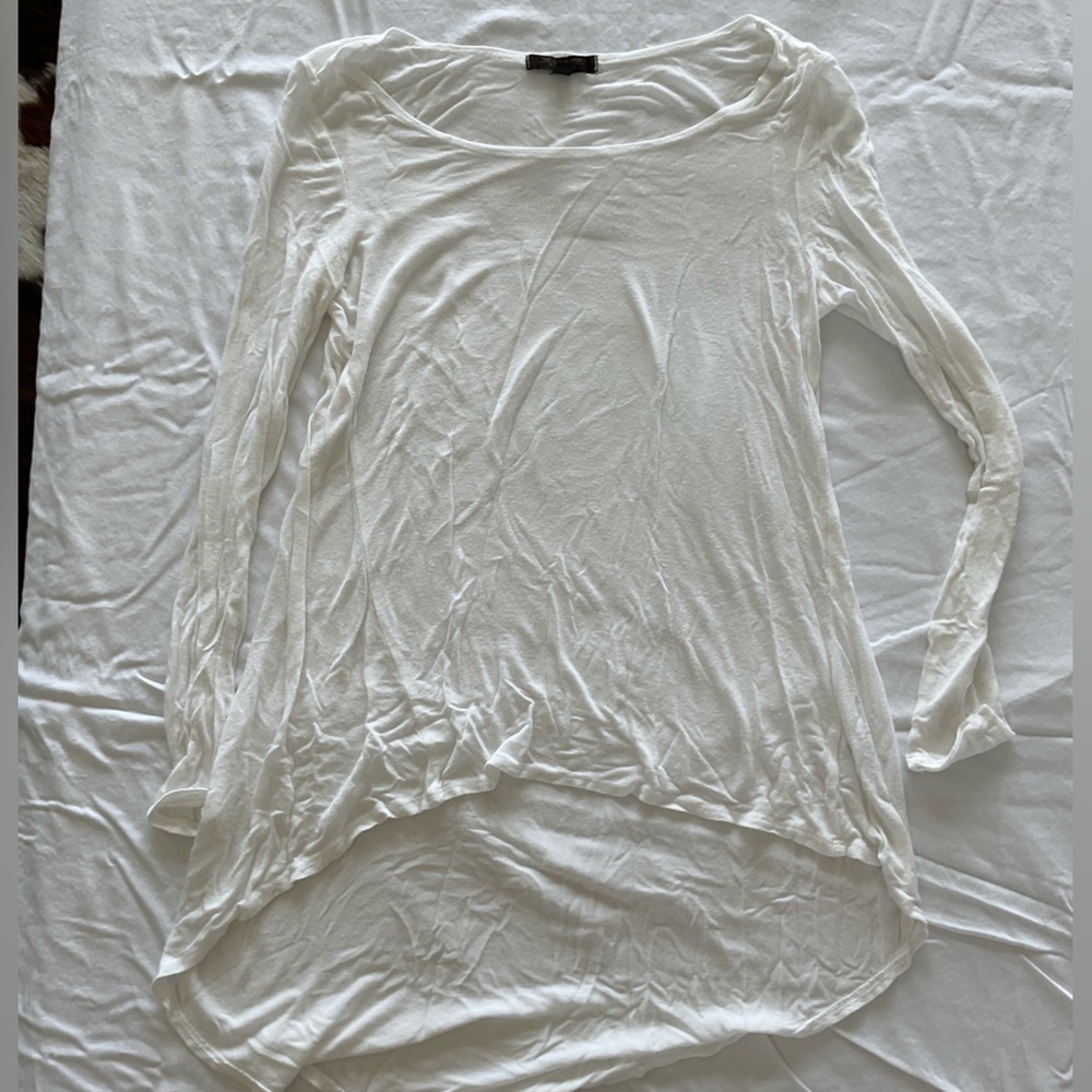 White Long and Oversized Lightweight Long Sleeved T-Shirt (Size M)